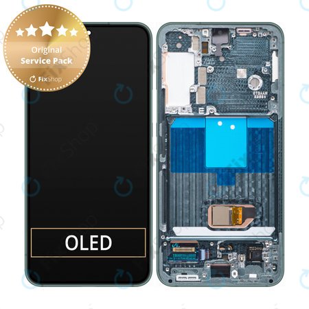 Samsung Galaxy S22 S901B - LCD Kijelző + Érintőüveg + Keret (Green) - GH82-27520C, GH82-27521C Genuine Service Pack