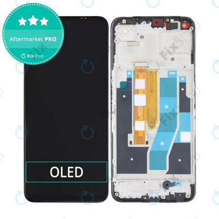 Realme 9 - LCD Kijelző + Érintőüveg + Keret (Meteor Black) OLED