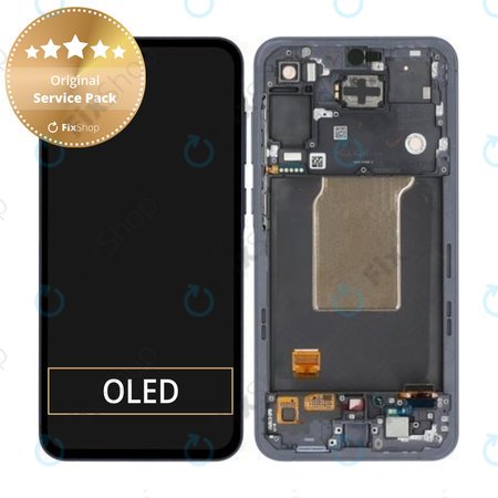 Samsung Galaxy A55 A556B - LCD Kijelző + Érintőüveg + Keret (Awesome Navy) - GH82-34305A Genuine Service Pack