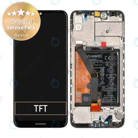 Huawei Y6s - LCD Kijelző + Érintőüveg + Keret + Akkumulátor (Starry Black) - 02353JJV Genuine Service Pack