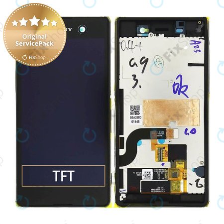 Sony Xperia M5 E5603 - LCD Kijelző + Érintőüveg + Keret (Black) - 191HLY0003B-BCS Genuine Service Pack