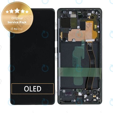 Samsung Galaxy S10 Lite G770F - LCD Kijelző + Érintőüveg + Keret (Prism Black) - GH82-21672A, GH82-22044A, GH82-22045A, GH82-21992A, GH82-22045A Genuine Service Pack