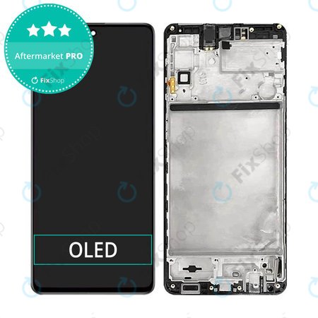 Samsung Galaxy M51 M515F - LCD Kijelző + Érintőüveg + Keret (Celestial Black) OLED