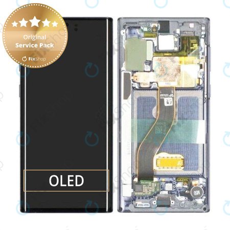 Samsung Galaxy Note 10 - LCD Kijelző + Érintőüveg + Keret (Aura Glow) - GH82-20817C, GH82-20818C Genuine Service Pack