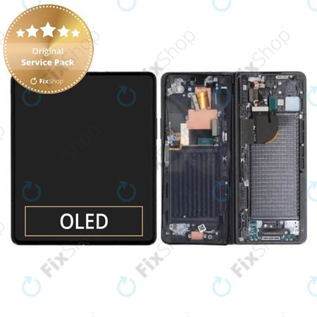 Samsung Galaxy Z Fold 5 F946B - LCD Kijelző + Érintőüveg + Keret (Phantom Black) - GH82-31842A Genuine Service Pack