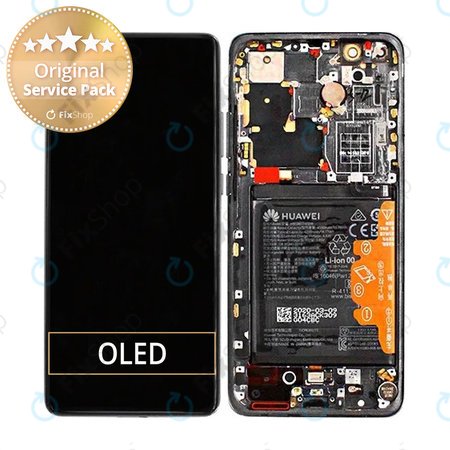 Huawei P40 Pro Plus - LCD Kijelző + Érintőüveg + Keret + Akkumulátor + Ujjlenyomat Érzékelő (Ceramic Black) - 02353RVJ Genuine Service Pack