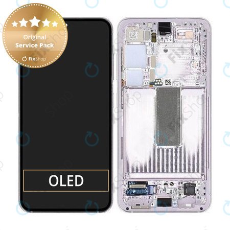 Samsung Galaxy S23 S911B - LCD Kijelző + Érintőüveg + Keret (Lavender) - GH82-30481D, GH82-30480D Genuine Service Pack