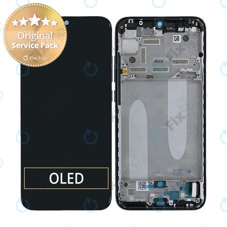 Xiaomi Mi A3 - LCD Kijelző + Érintőüveg + Keret (Black) - 5606101260B6 Genuine Service Pack