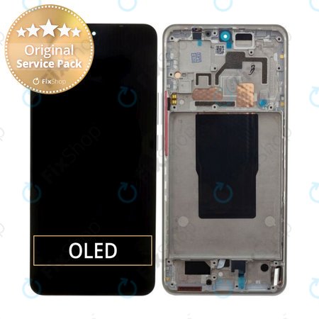 Xiaomi 12T Pro 22081212UG - LCD Kijelző + Érintőüveg + Keret (Silver) - 560004L12U00 Genuine Service Pack