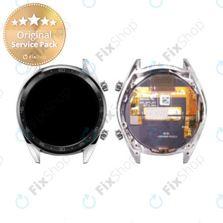 Huawei Watch GT Sport Fortuna B19S - LCD Kijelző + Érintőüveg + Keret (Silver) - 02352GXS Genuine Service Pack