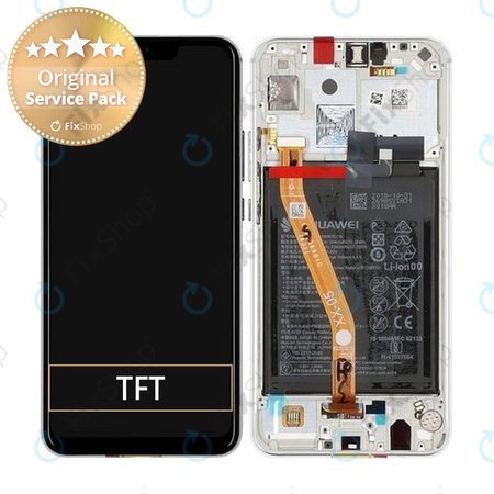 Huawei P Smart Plus (Nova 3i) - LCD Kijelző + Érintőüveg + Keret + Akkumulátor (Pearl White) - 02352BUK Genuine Service Pack