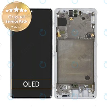 Samsung Galaxy A71 5G A716B - LCD Kijelző + Érintőüveg + Keret (Prism Cube Sliver) - GH82-22804B Genuine Service Pack