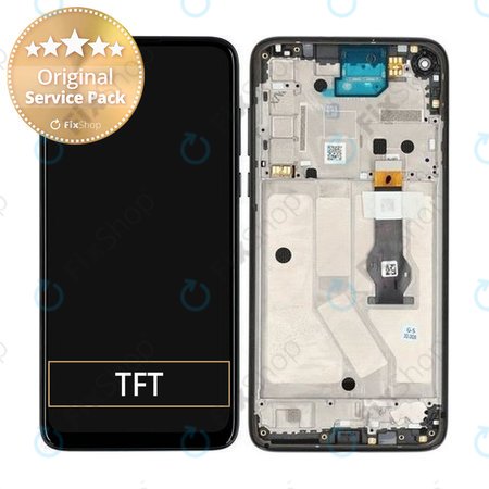 Motorola Moto G8 Power XT2041 - LCD Kijelző + Érintőüveg + Keret (Smoke Black) - 5D68C16142 Genuine Service Pack