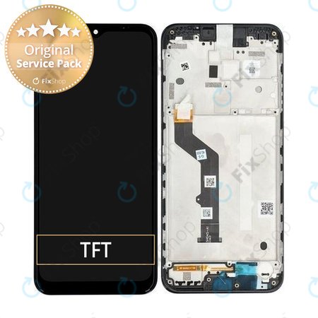 Motorola Moto E7 Plus XT2081 - LCD Kijelző + Érintőüveg + Keret (Black) - 5D68C17416 Genuine Service Pack