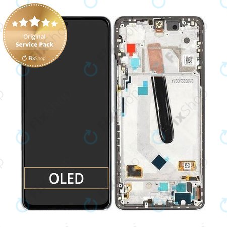 Xiaomi Mi 11i - LCD Kijelző + Érintőüveg + Keret (Frosty White) - 5600050K1100 Genuine Service Pack