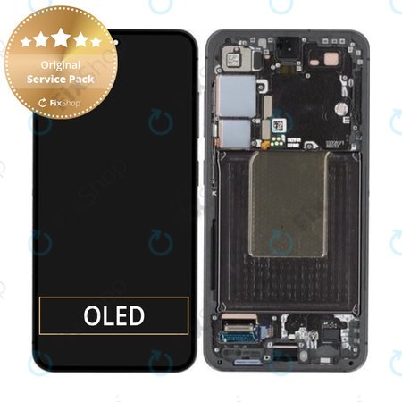 Samsung Galaxy S24 S921B - LCD Kijelző + Érintőüveg + Keret (Onyx Black) - GH82-33287A Genuine Service Pack