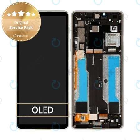 Sony Xperia 10 III - LCD Kijelző + Érintőüveg + Keret (White) - A5034093A Genuine Service Pack