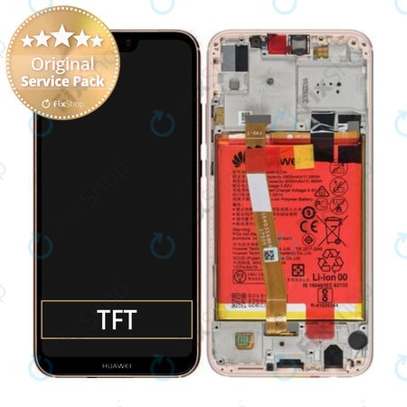 Huawei P20 Lite - LCD Kijelző + Érintőüveg + Keret + Akkumulátor (Sakura Pink) - 02351VUW, 02351XUB, 02352CCL Genuine Service Pack