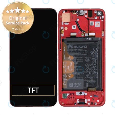 Huawei Honor View 20 - LCD Kijelző + Érintőüveg + Keret + Akkumulátor (Phantom Red) - 02352JKR Genuine Service Pack