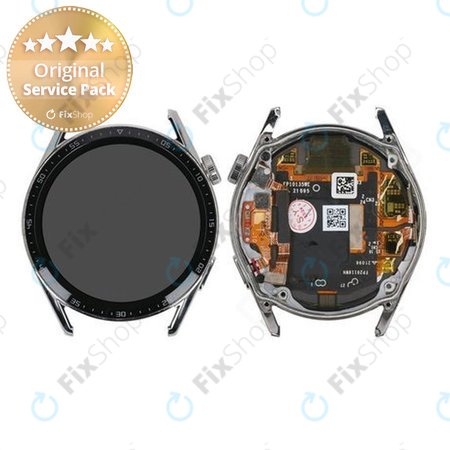 Huawei Watch GT 3 JPT-B19 46mm - LDC Kijelző + Érintőüveg + Keret (Silver) - 02354QMS Genuine Service Pack