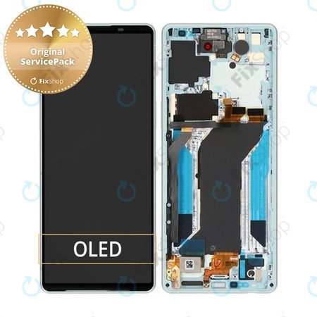 Sony Xperia 1 IV XQCT54 - LCD Kijelző + Érintőüveg + Keret (White) - A5046145A Genuine Service Pack