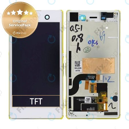 Sony Xperia M5 E5603 - LCD Kijelző + Érintőüveg + Keret (White) - 191HLY0004B-WCS Genuine Service Pack