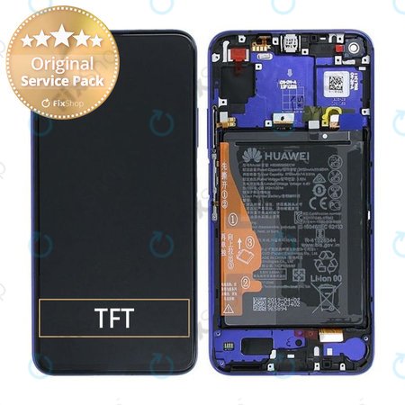 Huawei Honor 20, Nova 5T - LCD Kijelző + Érintőüveg + Keret + Akkumulátor (Blue) - 02352TNQ, 02352SMQ Genuine Service Pack