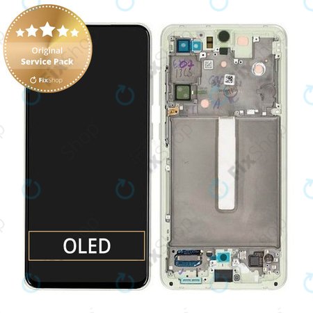 Samsung Galaxy S21 FE G990B - LCD Kijelző + Érintőüveg + Keret (Green) - GH82-26414C, GH82-26420C, GH82-26590C Genuine Service Pack