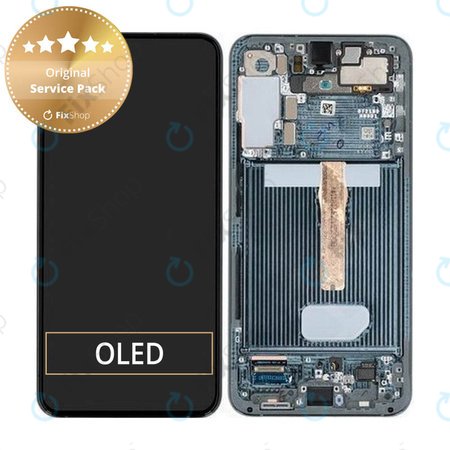 Samsung Galaxy S22 Plus S906B - LCD Kijelző + Érintőüveg + Keret (Green) - GH82-27500C, GH82-27501C Genuine Service Pack