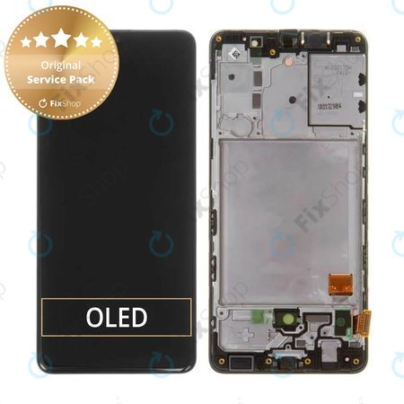 Samsung Galaxy A41 A415F - LCD Kijelző + Érintőüveg + Keret (Prism Crush Black) - GH82-22860A, GH82-23019A Genuine Service Pack