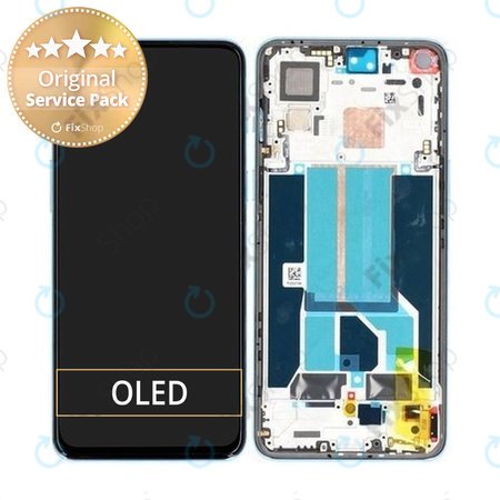 OnePlus Nord 2 5G - LCD Kijelző + Érintőüveg + Keret (Blue Haze) - 2011100359 Genuine Service Pack