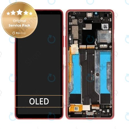 Sony Xperia 10 III - LCD Kijelző + Érintőüveg + Keret (Pink) - A5034095A Genuine Service Pack