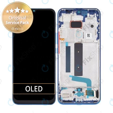 Xiaomi Mi 10 Lite - LCD Kijelző + Érintőüveg + Keret (Aurora Blue) - 56000300J900 Genuine Service Pack