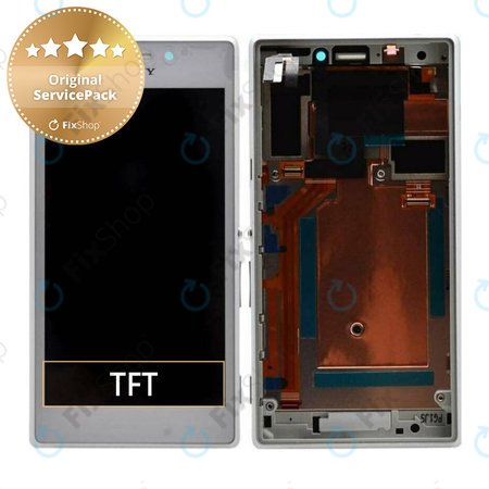 Sony Xperia M2 Aqua D2403 - LCD Kijelző + Érintőüveg + Keret (White) - 78P7550001N Genuine Service Pack